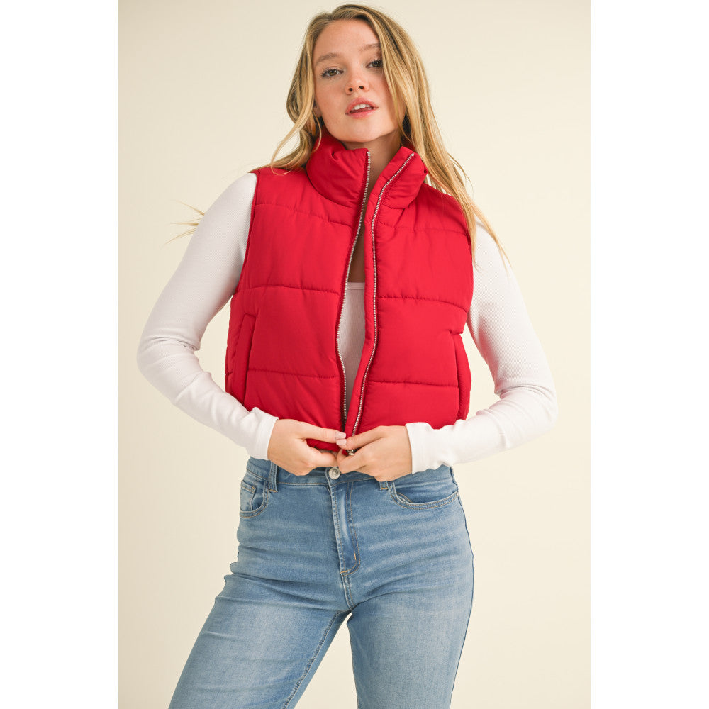 Puffer Standing Collar Zip Vest