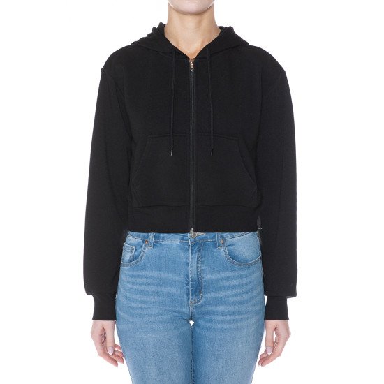Fleece Zip-Up Crop Hoodie