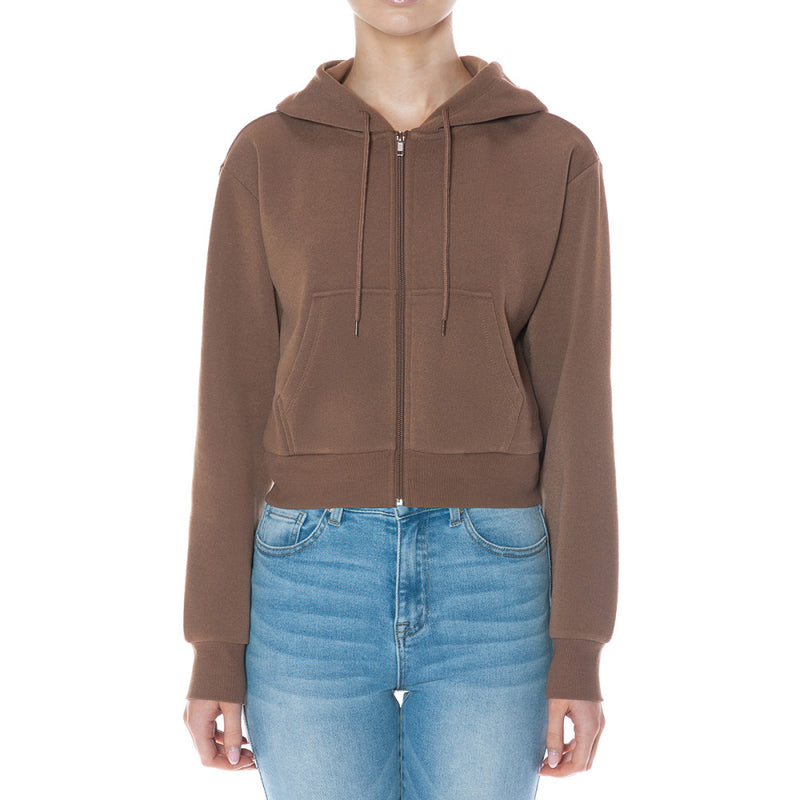 Fleece Zip-Up Crop Hoodie