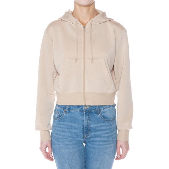 Fleece Zip-Up Crop Hoodie