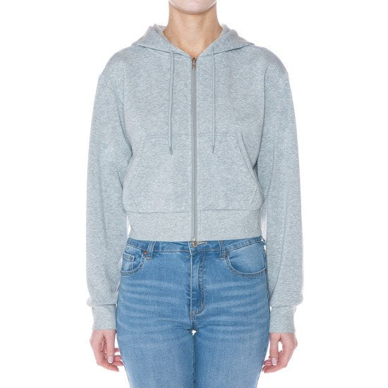 Fleece Zip-Up Crop Hoodie