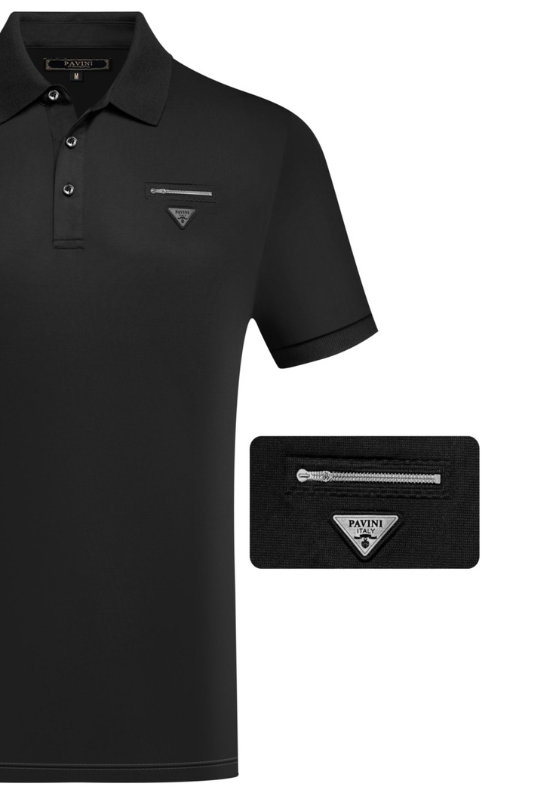 Triangle w/Zip Pavini Logo Polo