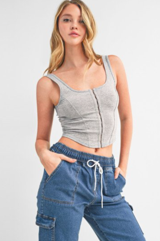 Scoop Neck Hook & Eye Bustier Tank Top