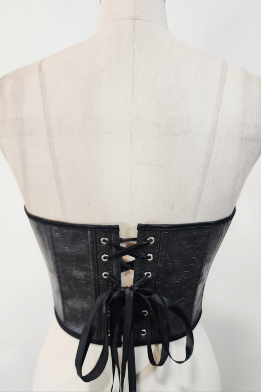 Embossed PU Lace Up Corset Top