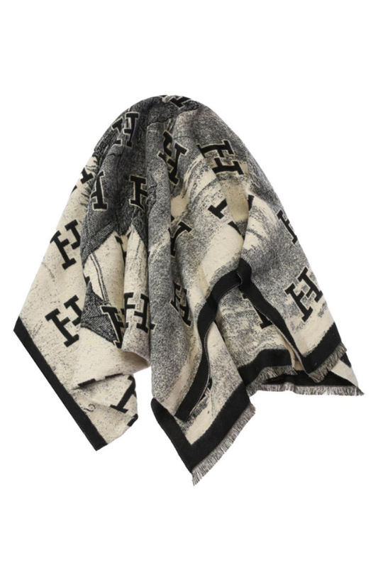 'H' Logo Polo Winter Scarf Black and White