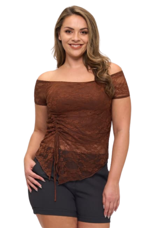 Off Shoulder Lined Lace Top