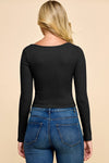 Ribbed Knit Pleated Top