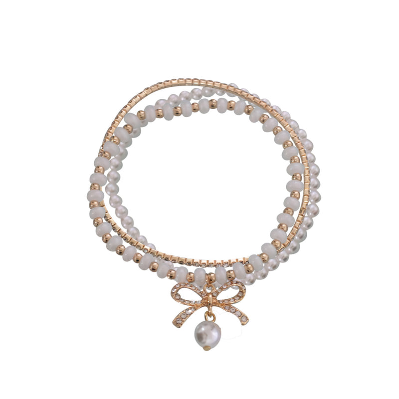 Pearl Bow 3pc Bracelet