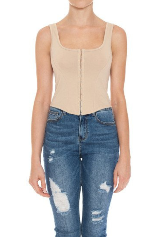 Scoop Neck Hook & Eye Bustier Tank Top