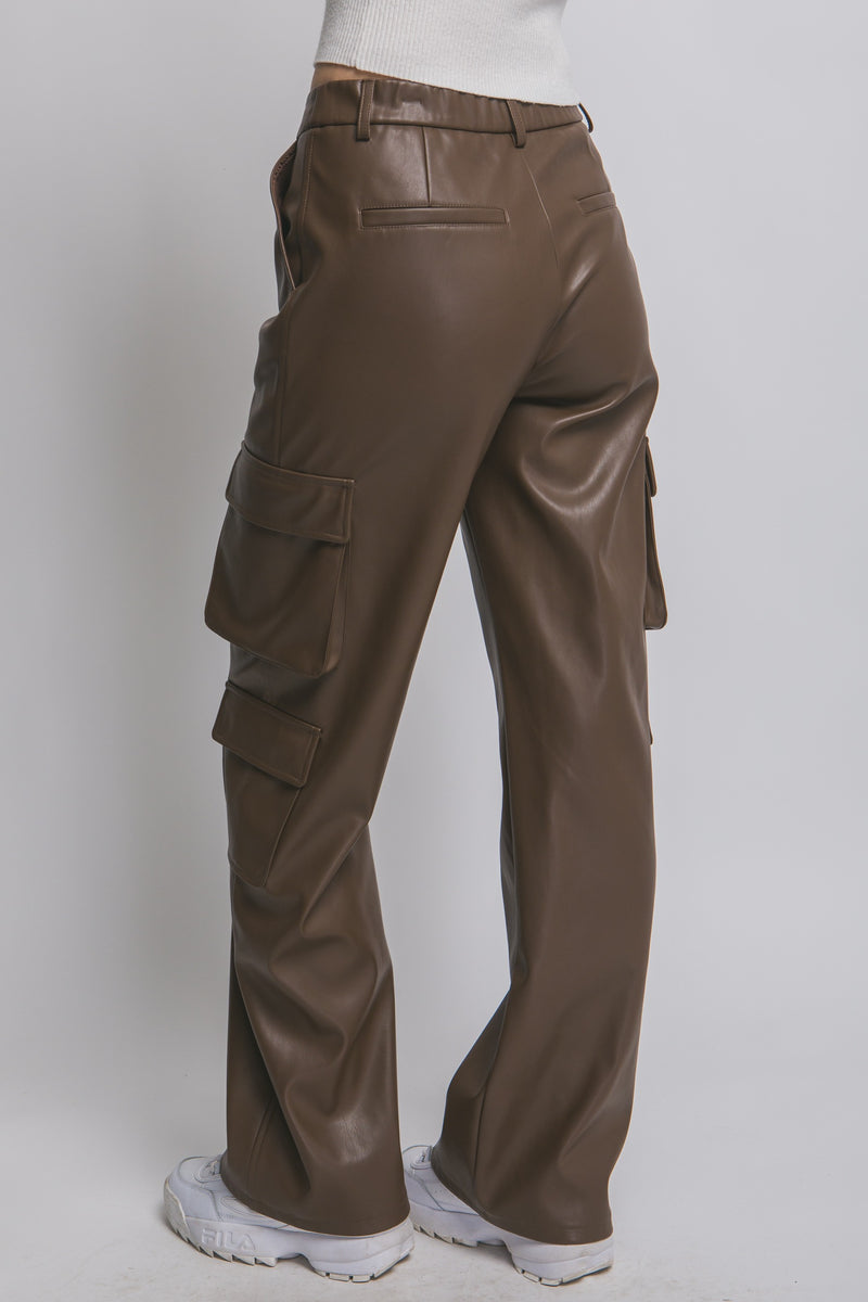 PU Relaxed Cargo Pant