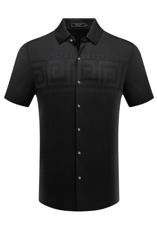 Geo Scroll Chest Emboss Button Up