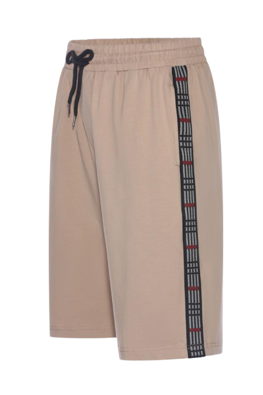 Stripe Plaid Side Trim Drawstring Shorts