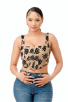 Flocked Floral Tank Bustier