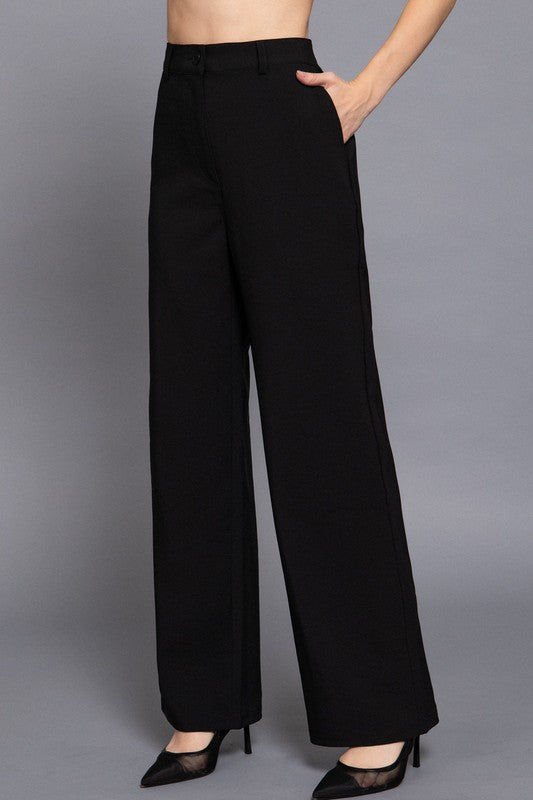 Woven Wide Leg Straight Fit Pant