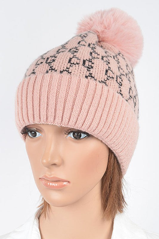 CG Fur Knit Pom Beanie