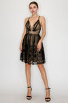 Flocked Mesh A-Line Cami Mini Dress