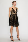 Flocked Mesh A-Line Cami Mini Dress