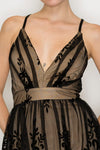 Flocked Mesh A-Line Cami Mini Dress