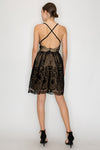 Flocked Mesh A-Line Cami Mini Dress