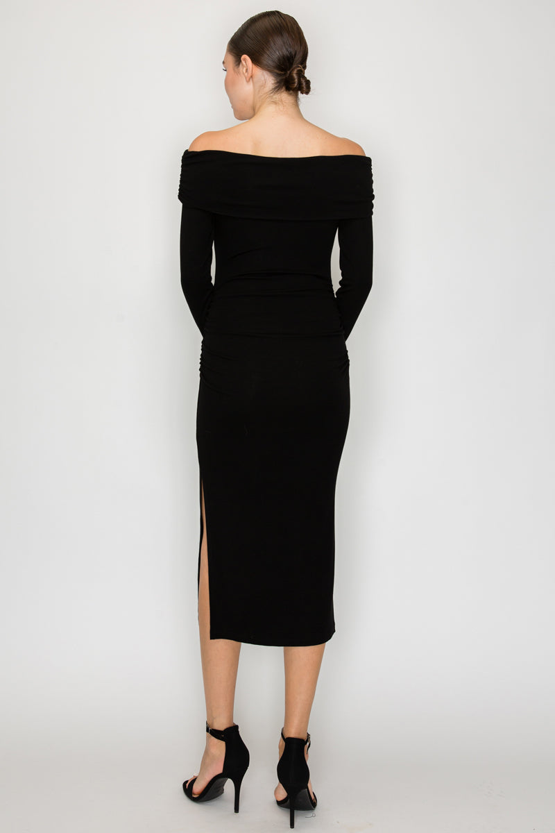 Off Shoulder Long Knit Dress