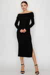 Off Shoulder Long Knit Dress