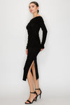 Off Shoulder Long Knit Dress