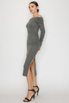 Off Shoulder Long Knit Dress