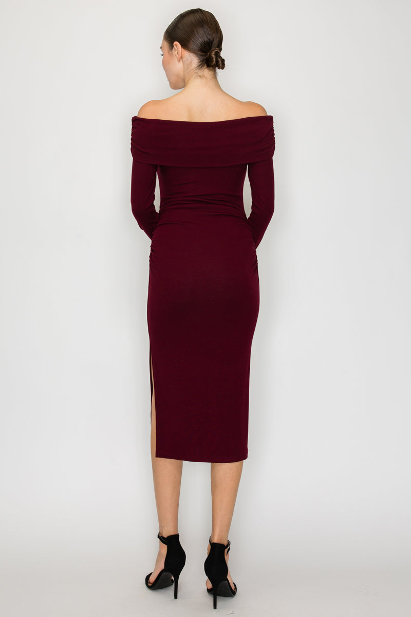 Off Shoulder Long Knit Dress