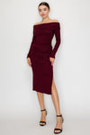 Off Shoulder Long Knit Dress