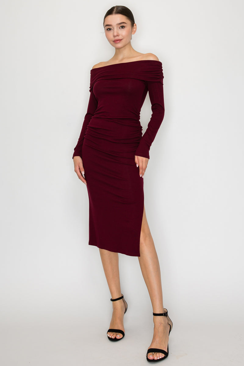 Off Shoulder Long Knit Dress