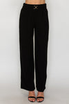 Metal Belt Detail Wide Leg Pant
