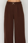 Metal Belt Detail Wide Leg Pant