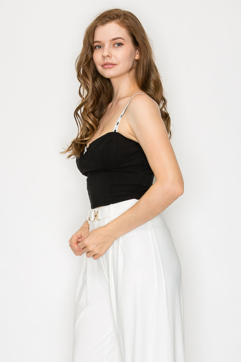 Eyelet Strap Bow Tank Top