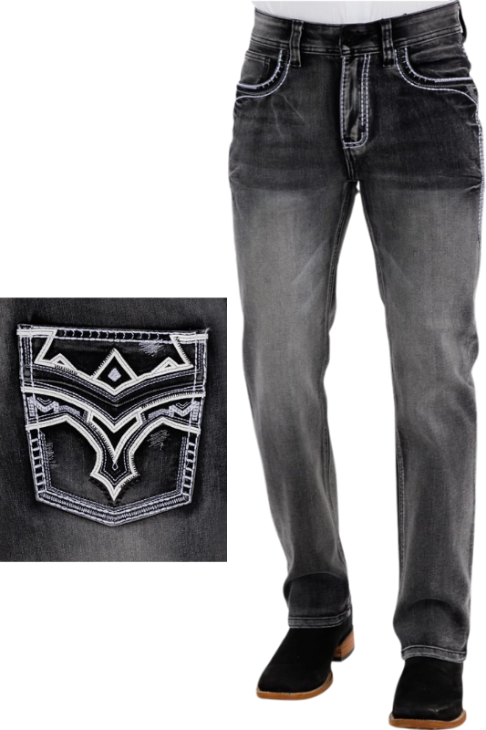 Stitch & Leather Detail Bootcut Denim