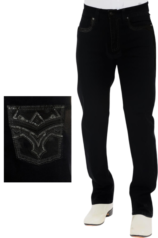 Stitch & Leather Detail Bootcut Denim