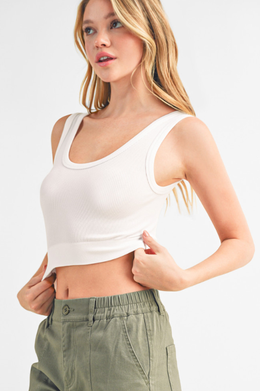 2 for $16: Scoop Ribbed Neck Crop Tank Top