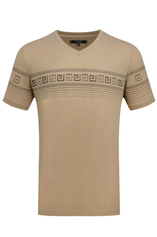 Geo Trim Crystal V-Neck Tee