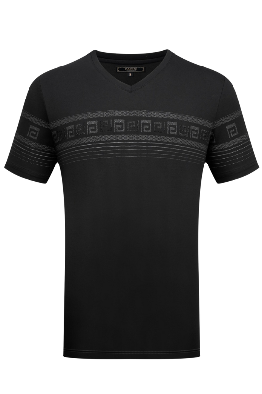 Geo Trim Crystal V-Neck Tee