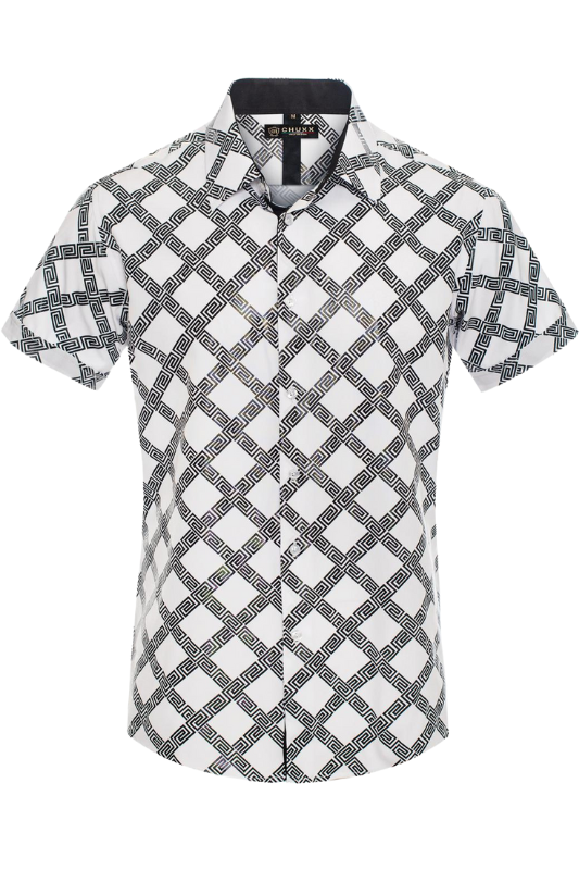 Criss Cross Geo Lines S/S Button Up