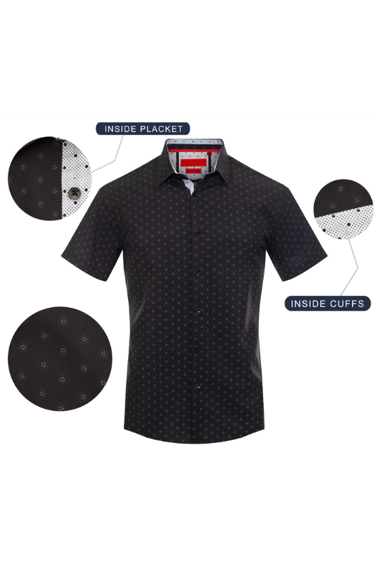 Star Dot Contrast Placket Button Up
