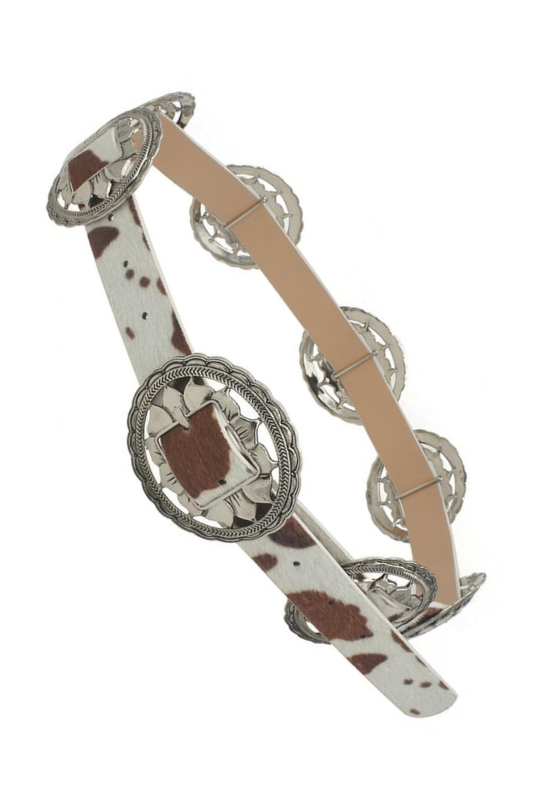 Concho Link Cow Print Belt