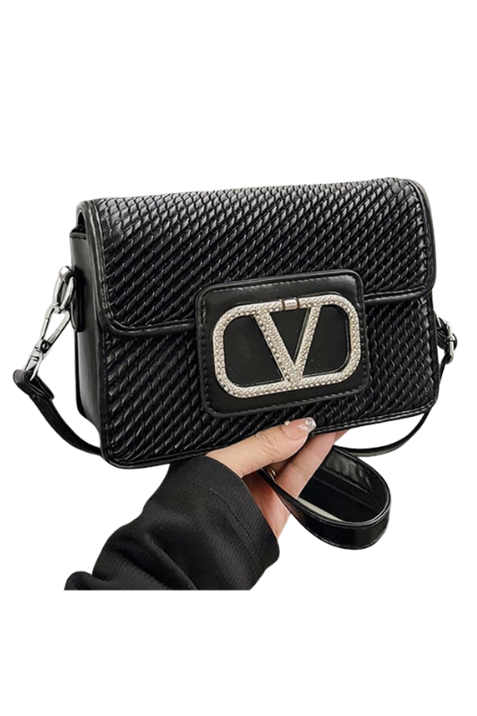 Crystal V Textured Crossbody