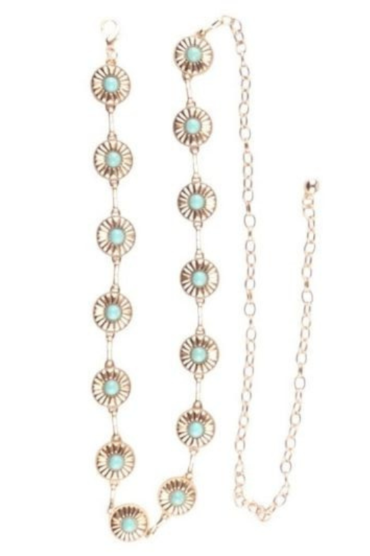 Mini Turq. Medallion Western Chain Belt