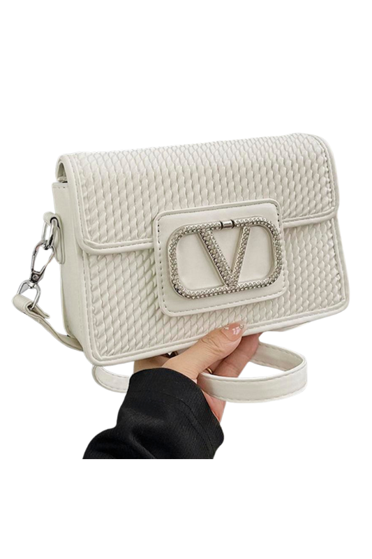 Crystal V Textured Crossbody