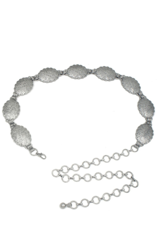Antique Embossed Metal Chain Belt