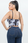 Floral Print Ruched Bra Corset Top