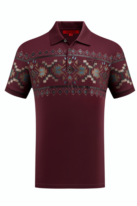 Large Aztec Pattern Bull Emblem Polo