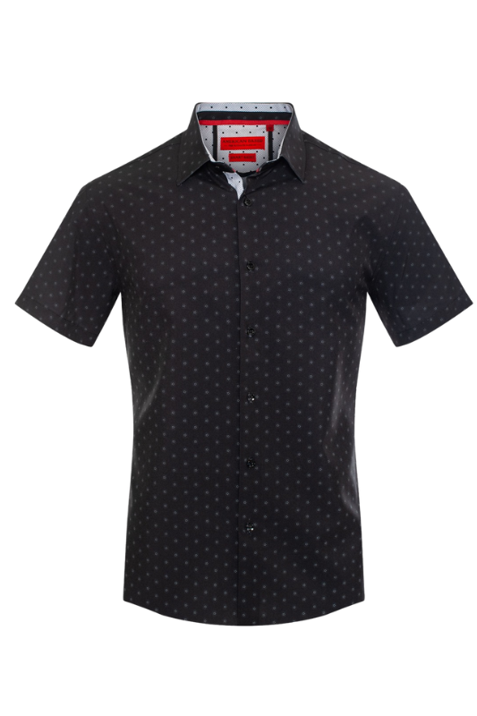 Star Dot Contrast Placket Button Up