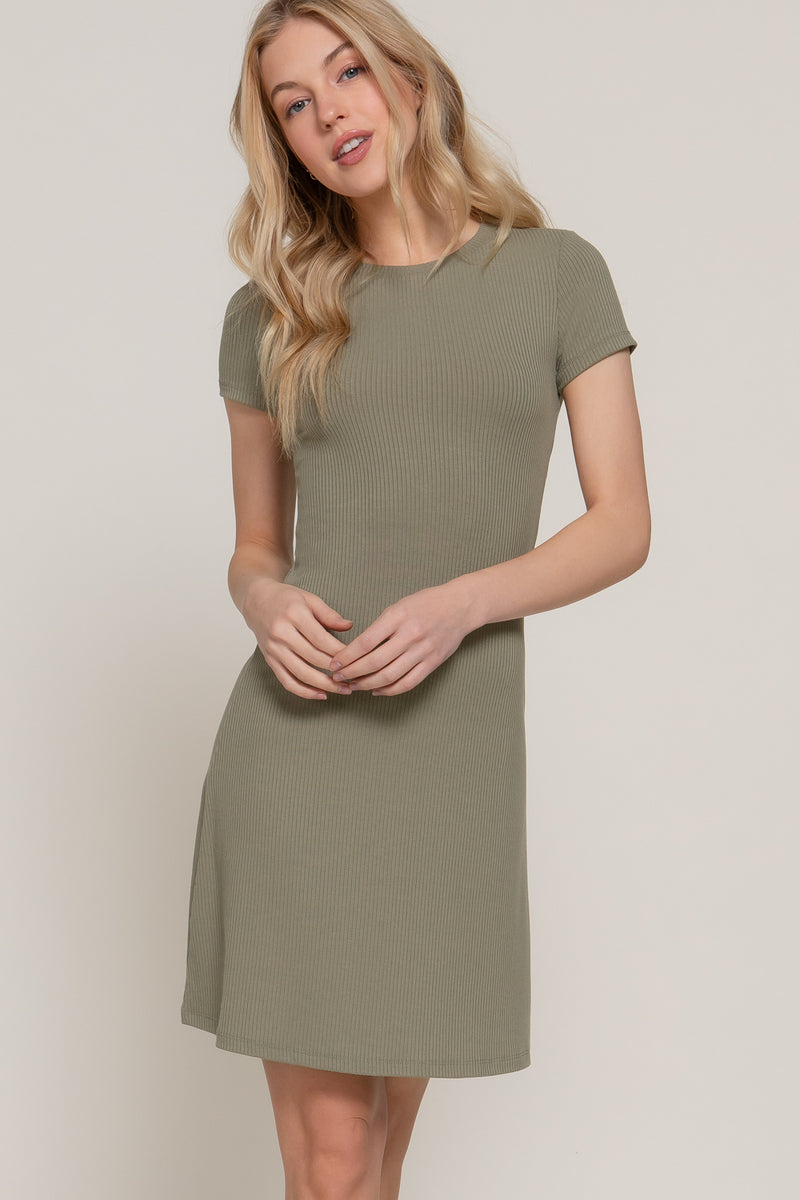 Cap Sleeve Rib A-Line Dress