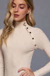 High Neck Button Detail L/S Sweater Dress